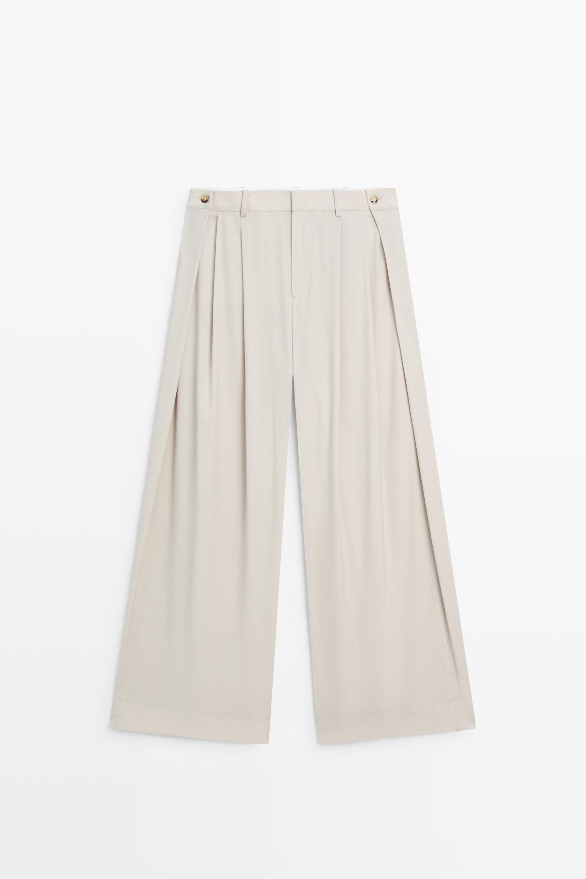 Wool blend darted pants with button detail | Massimo Dutti UK