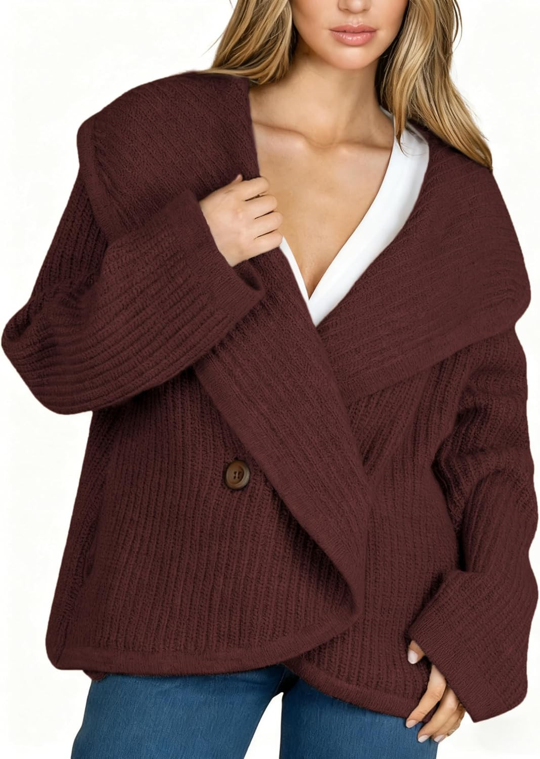AMEBELLE Cardigan Sweaters for Women Trendy Fall Oversized Long Sleeves Chunky Cardigan Jacket Knit Outwear with Lapel Collar | Amazon (US)