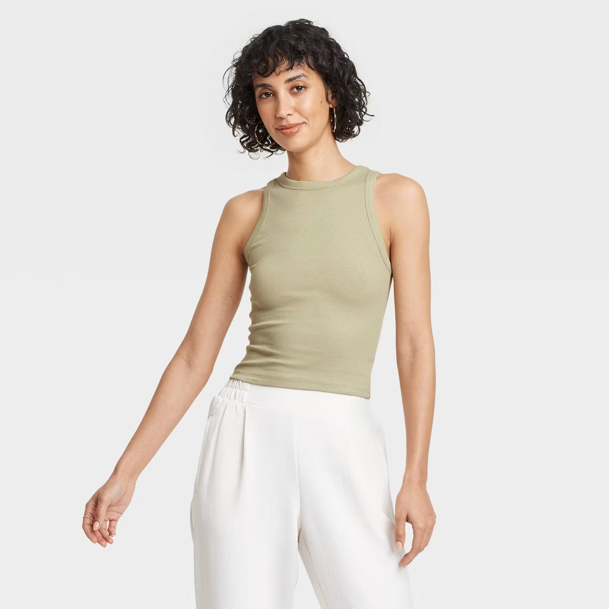 Women's Slim Fit Cropped Ribbed Tank Top - A New Day™ | Target