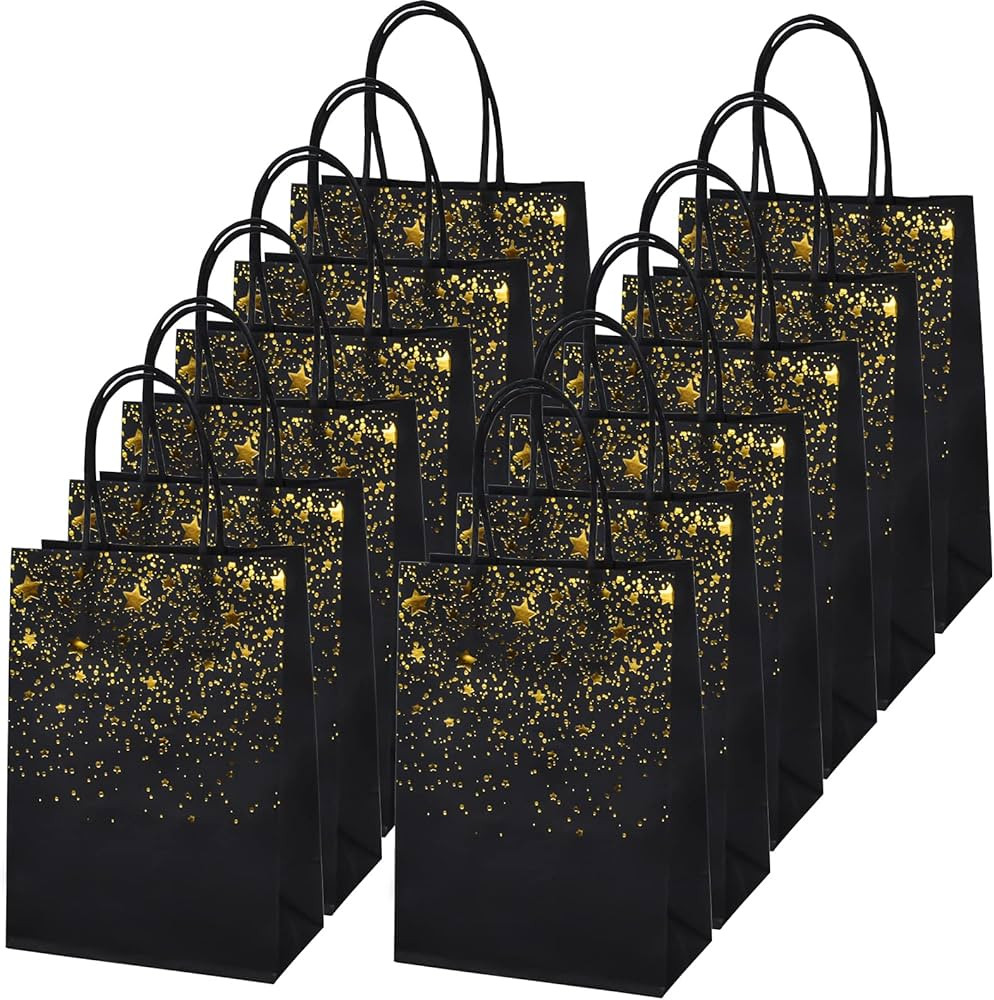 AvoDovA Bronzing Paper Bags, 12 Pcs Bronzing Black Kraft Paper Party Bags Gold Stars Kraft Paper ... | Amazon (CA)