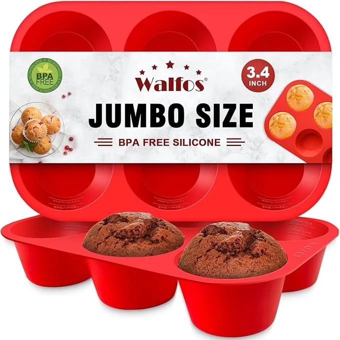 Silicone Texas Muffin Pan Set- 6 Cup Jumbo Silicone Cupcake Pan, Non-Stick, Just PoP Out! Perfect... | Walmart (US)