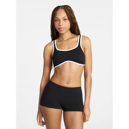 No Boundaries Seamless Scoop Neck Bralette & Boyshort Set 2-Piece Women s XS-XXXL | Walmart (US)