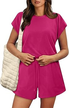KISSMODA Two Piece Sets for Women Sweatsuit Casual Tracksuits Short Sleeve Tops and Shorts 2025 L... | Amazon (US)
