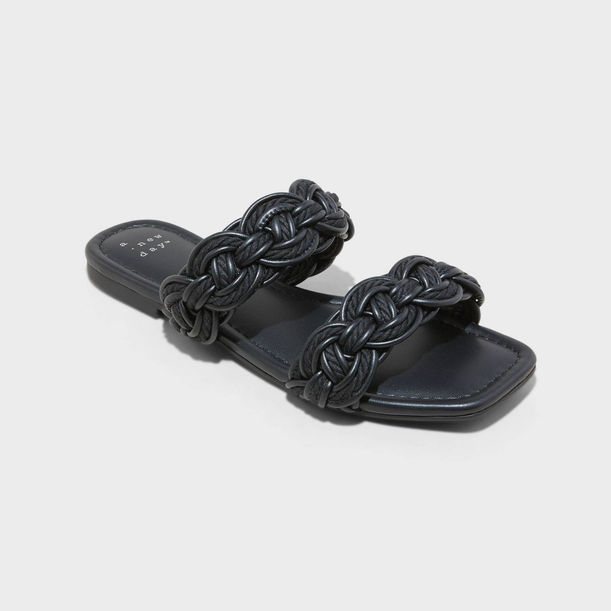 Women's Sarafina Woven Two-Band Slide Sandals with Memory Foam Insole - A New Day™ Black 8.5 | Target