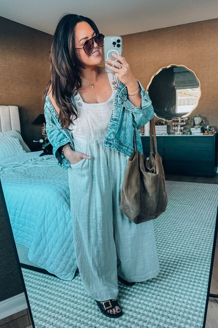 Breezy casual summer midsize outfit! Headed to the movies in these comfy linen overalls wearing a large 
My fave denim jacket sized down to a large, brown buckle slides tts, suede hobo bag 


#LTKMidsize #LTKStyleTip #LTKSeasonal