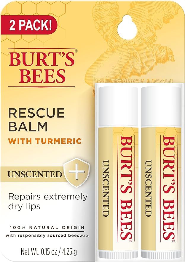 Burt's Bees 100% Natural Origin Rescue Lip Balm With Beeswax and Antioxidant-Rich Turmeric Promot... | Amazon (US)