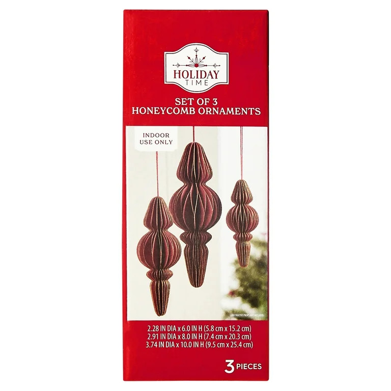 3 Count Red Paper Finial Christmas Ornaments, by Holiday Time | Walmart (US)
