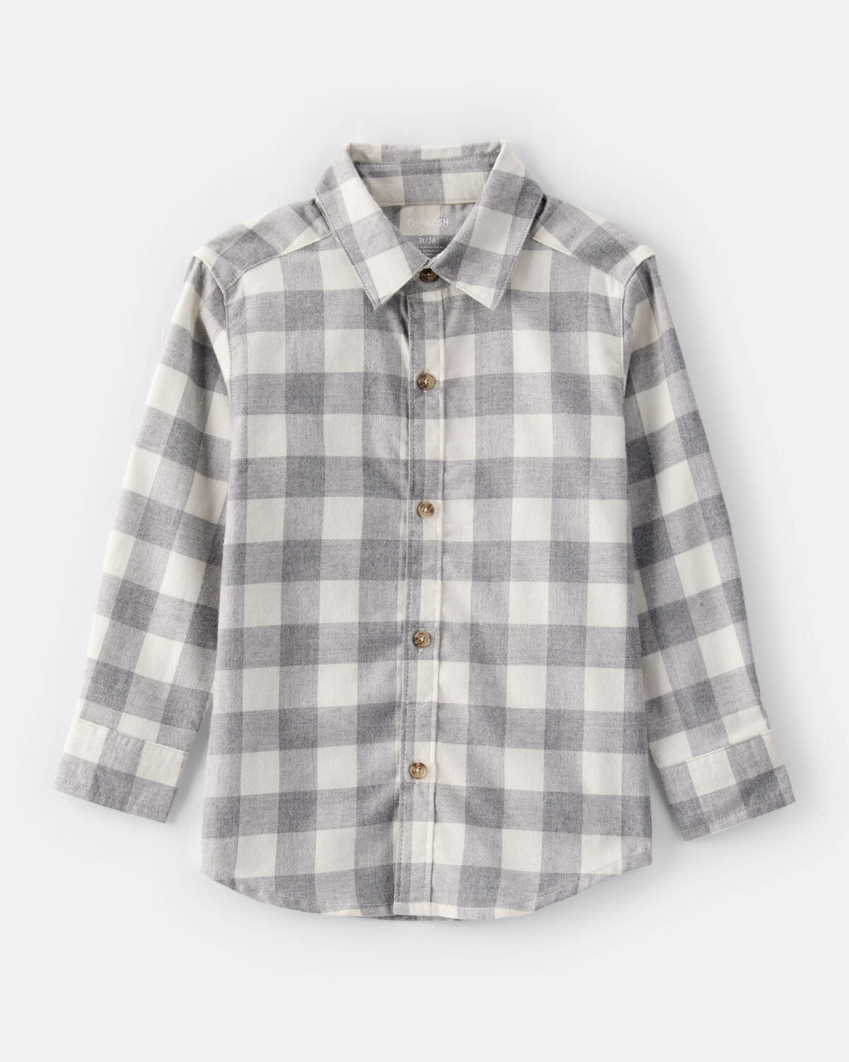 Toddler Boy Plaid Cotton Long-Sleeve Button-Down Shirt - Grey | Carter's Inc