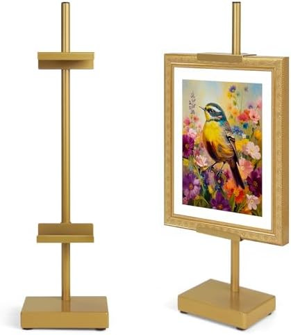 Adjustable Tabletop Easel Stand, Picture Easels for Display Up to 17" H, Gold Metal Picture Frame... | Amazon (US)