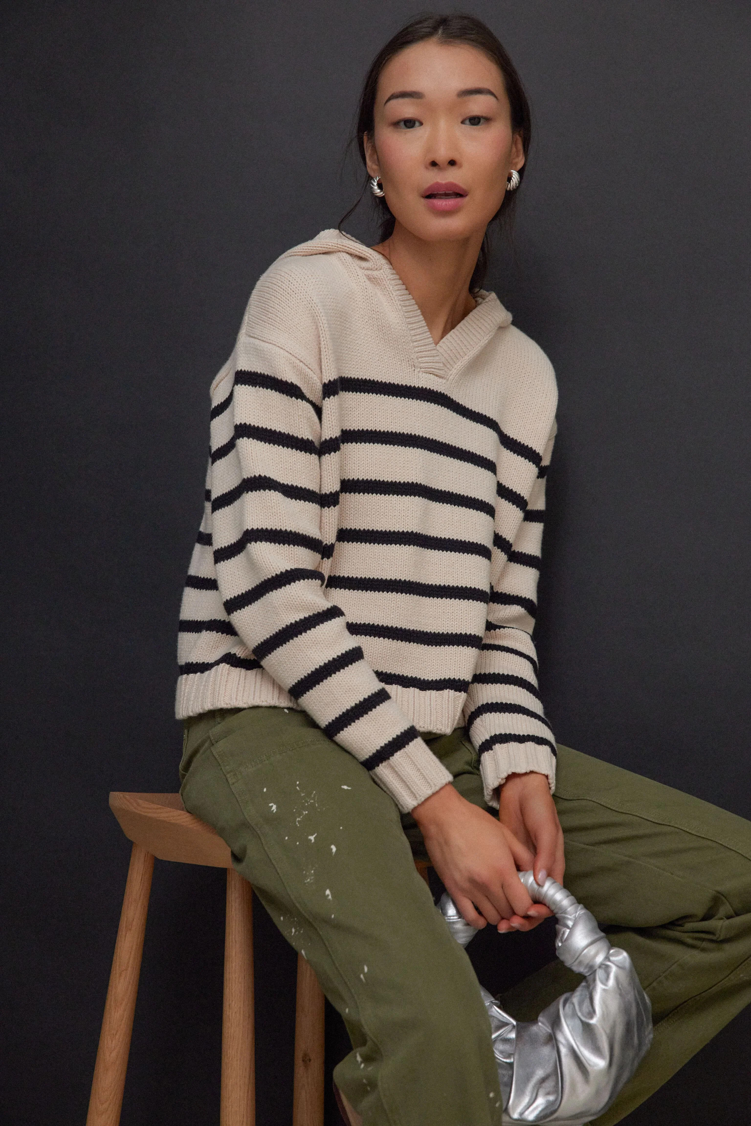Sandstone and Black Striped Bretagne Sweater | Tuckernuck (US)