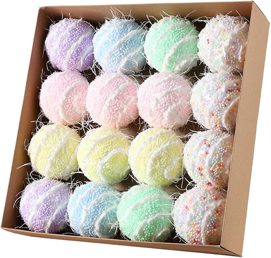 16PCS Pastel Christmas Tree Ball Ornament Set, 3.15in Pastel Color Shatterproof Glitter Foam Chri... | Amazon (US)