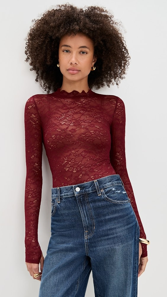 Taeyn Lace Crew Neck Bodysuit | Shopbop