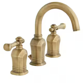 Glacier Bay Verdanza 8 in. Widespread 2-Handle High-Arc Bathroom Faucet in Antique Brass HD67389W... | The Home Depot