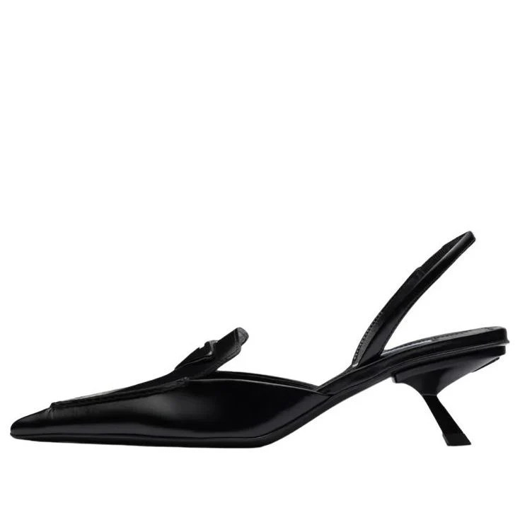 (WMNS) PRADA Brushed Leather Slingback Pumps 'Black' | KICKS CREW