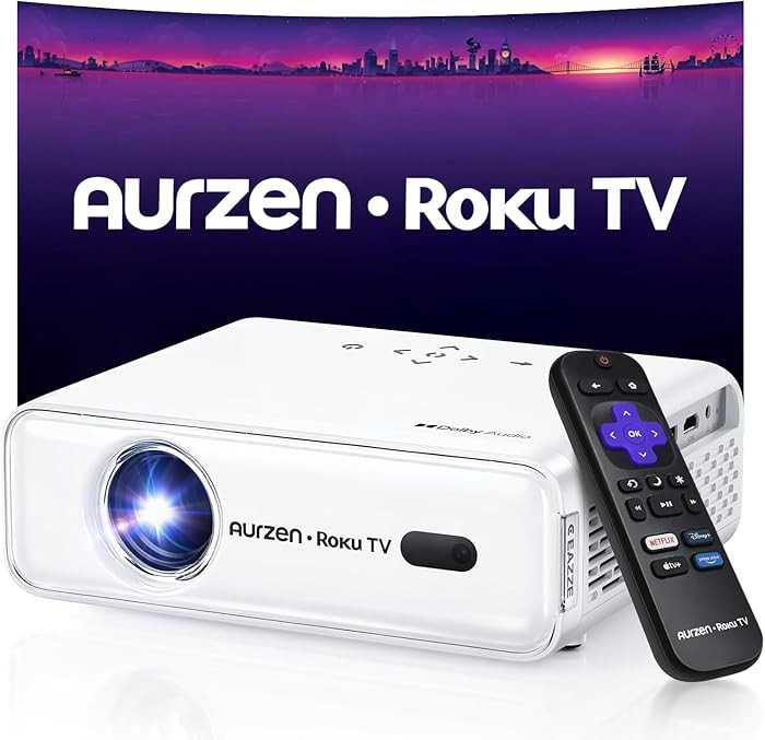 Aurzen Roku TV Smart Projector with Wifi and Bluetooth, Roku Streaming Experience Built-in, 1080P... | Amazon (US)