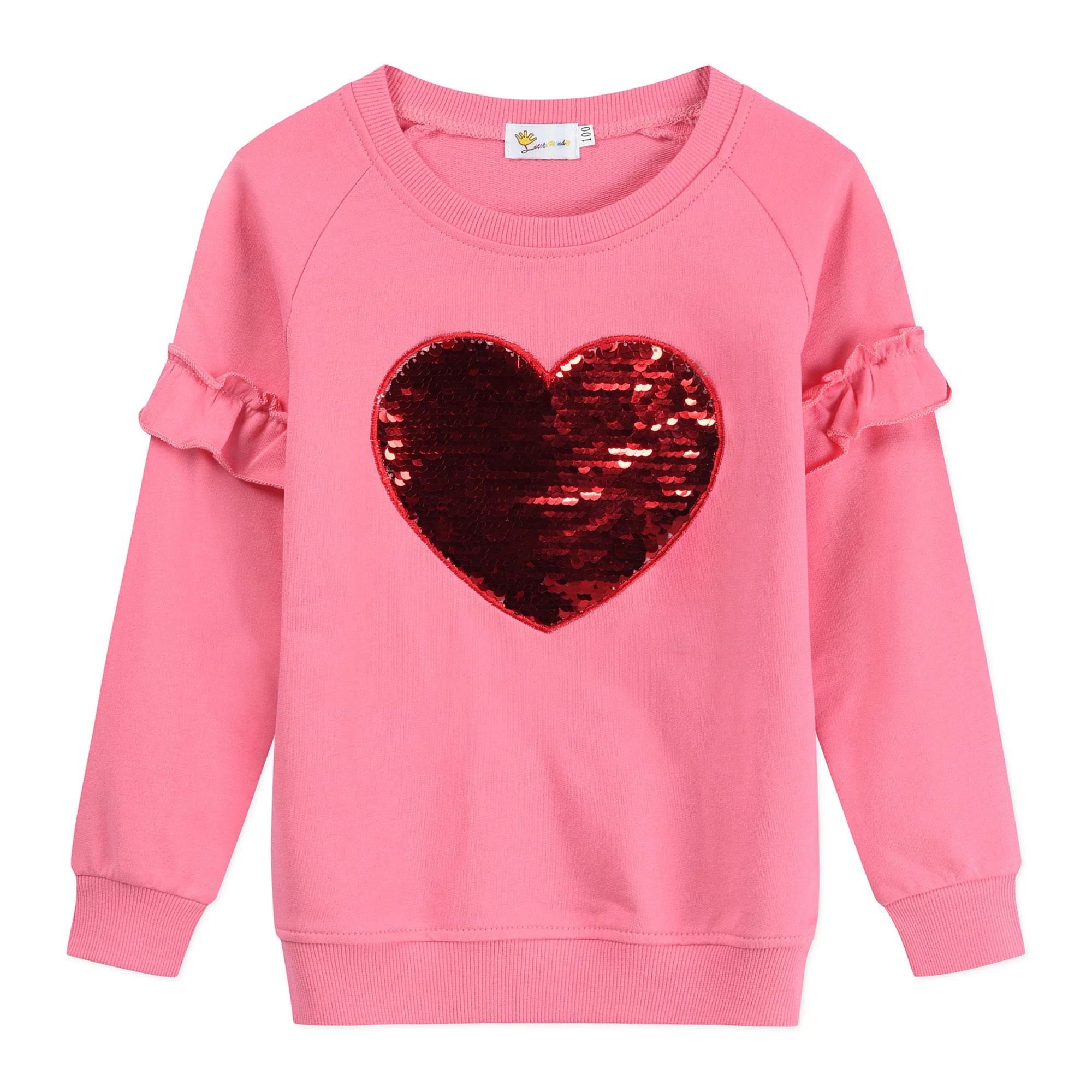 Little Hand Toddler Girl Sweatshirts Long Sleeve Shirts Tops Heart Graphic Sweater 5T - Walmart.c... | Walmart (US)