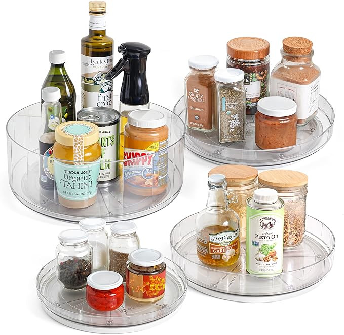 NOSTALGIQ 4-Pack Lazy Susan Organizer | Rotating Pantry Organizers and Storage | Clear Lazy Susan... | Amazon (US)