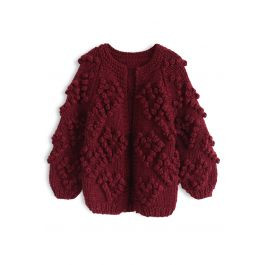 Knit Your Love Cardigan in Wine For Kids | Chicwish