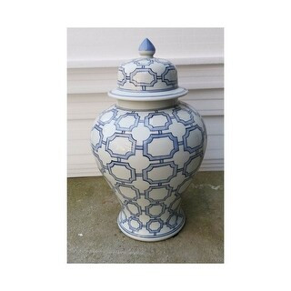 Blue And White Octagonal Window Temple Jar | Bed Bath & Beyond