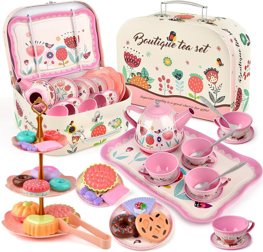Tea Party Set for Little Girls, Flower Tea Set Toys for Girls Age 3 4 5 6 Year Old, Toddler Kids ... | Amazon (US)