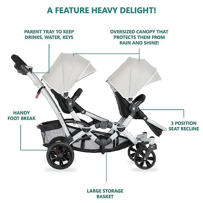 Dream On Me, Track Tandem Stroller- Face to Face Edition in Light Grey, Gray | Amazon (US)