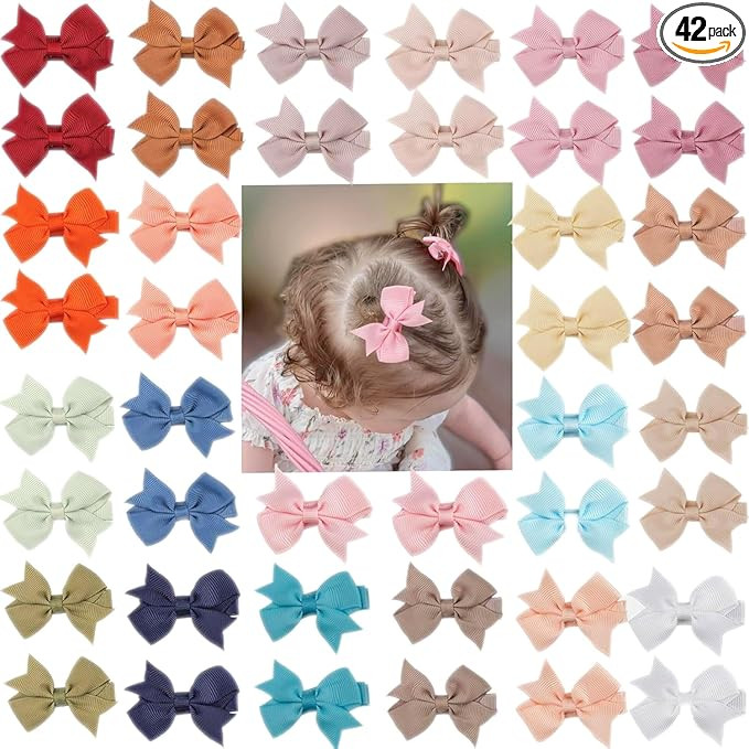 CÉLLOT Hair Clips for Girls - 42PCS Fully Lined Hair Bows Alligator Clips for Toddlers, Infants,... | Amazon (US)