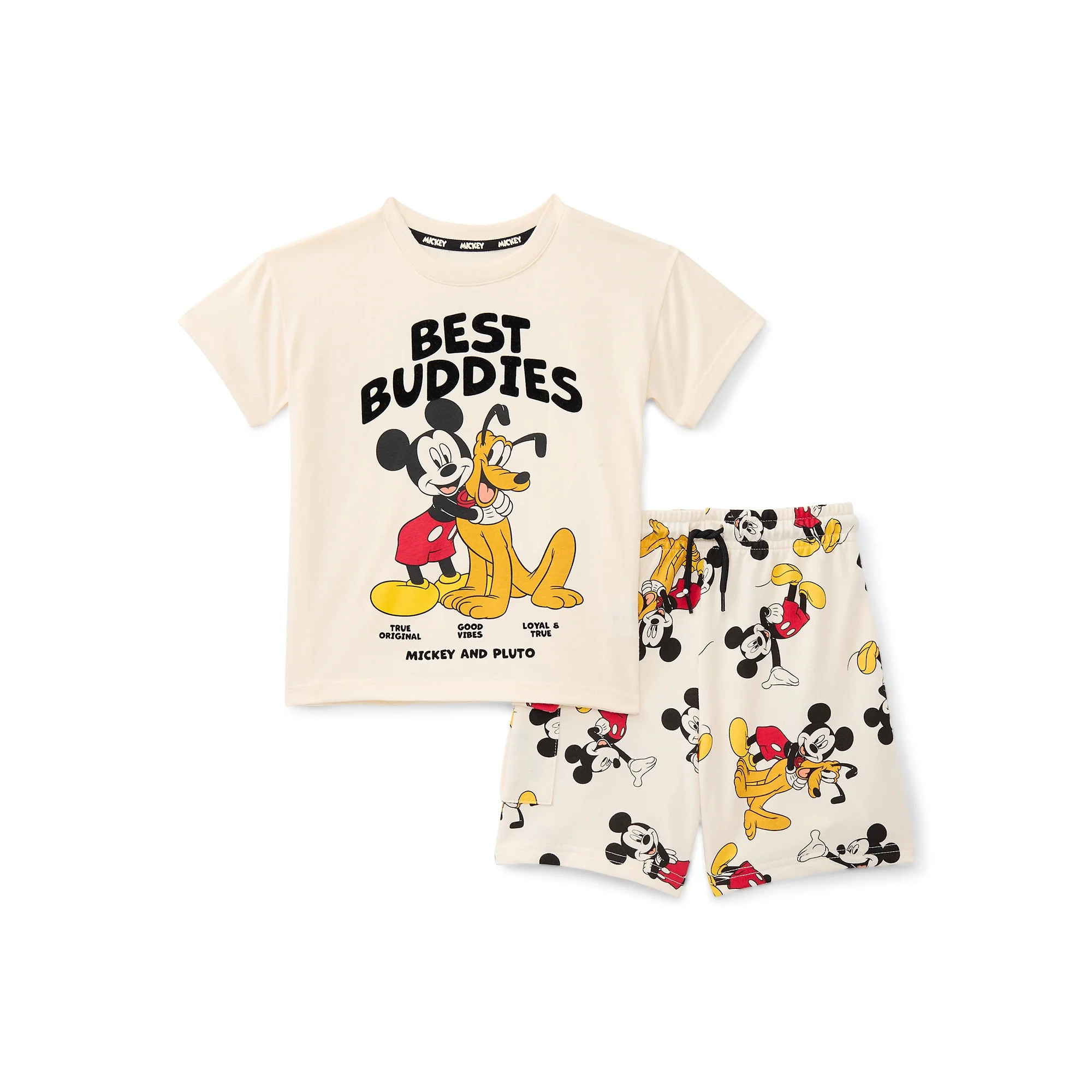 Mickey Mouse Toddler Boy's Short Sleeve Graphic T-Shirt with Matching Short, 2 Piece, 12M-5T | Walmart (US)