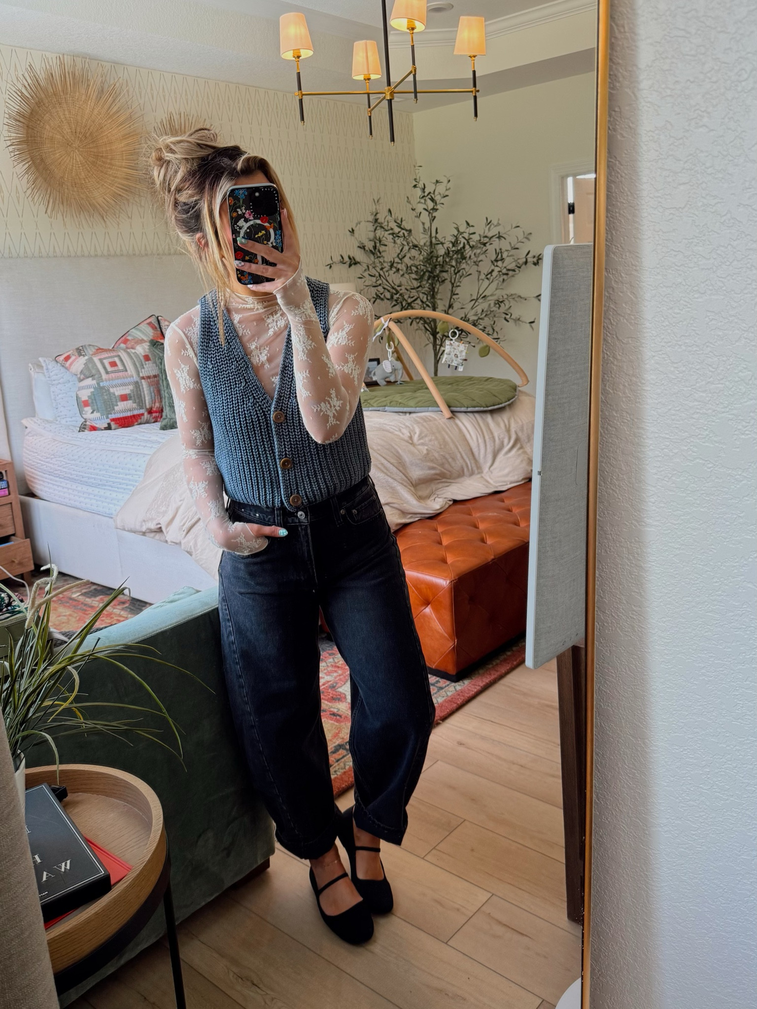 Lace Top & Sunnies- Amazon
Sweater Vest & Earrings -Free People
Barrel Jeans- Abercrombie 
Shoes - Rothy’s 
Purse - It was an Instagram ad that I caved on 😂 Brand is Zadig & Voltaire

#LTKStyleTip #LTKShoeCrush