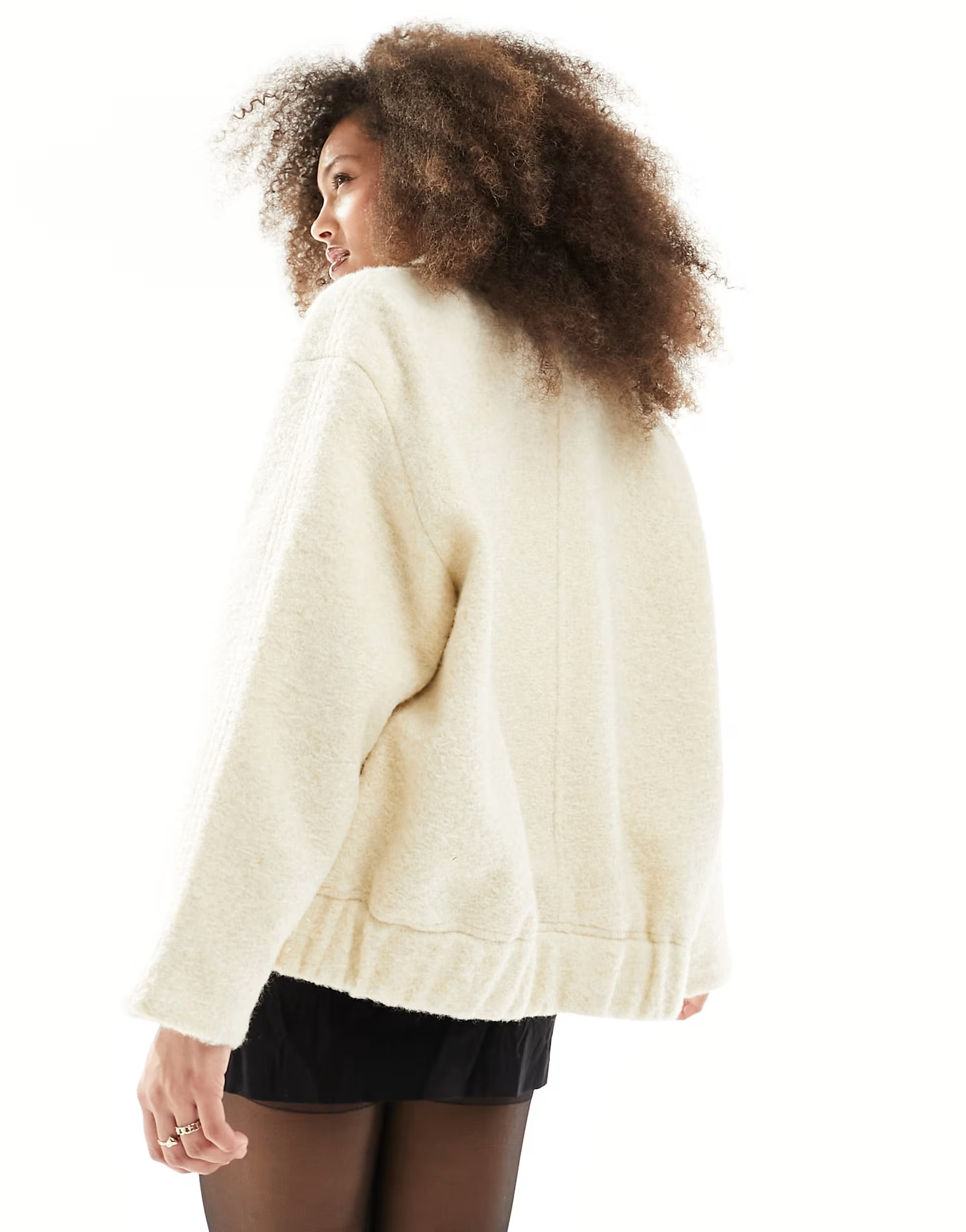 Mango brushed bomber in beige | ASOS (Global)