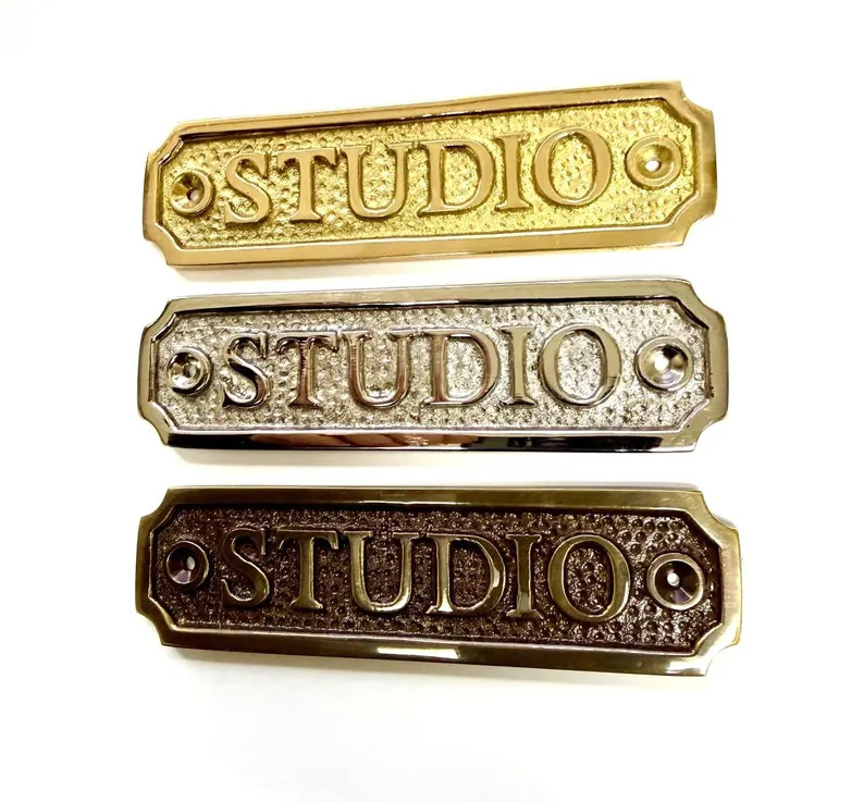 Studio Door Sign Available in Three Finishes - Nickel, Antique Bronze or Brass. Matching Screws A... | Etsy (Global)