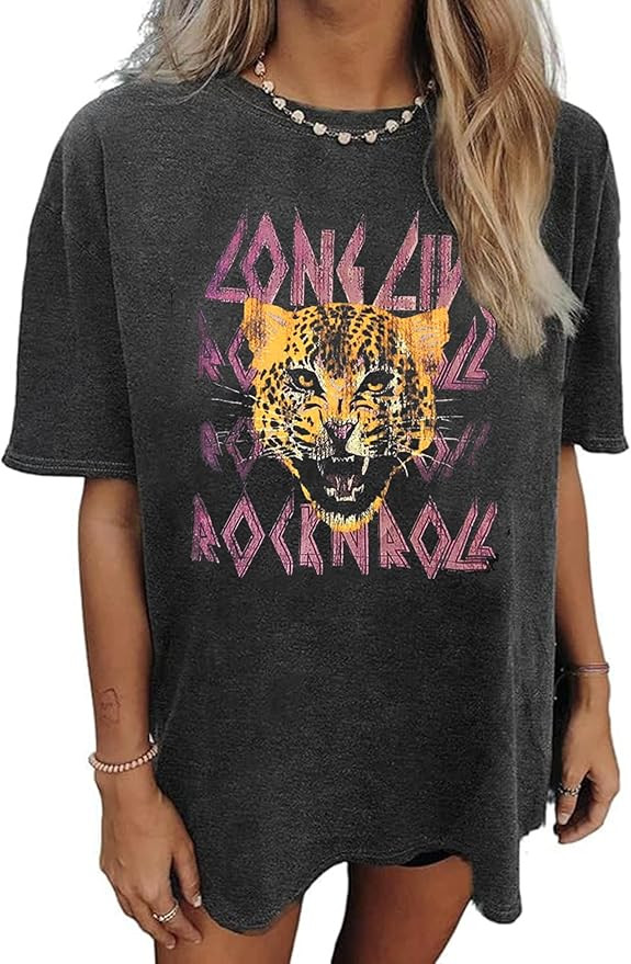 Tiger Printed T Shirt Women Vintage Leopard Tiger Animal Graphic Tees Oversized Country Music Sho... | Amazon (US)