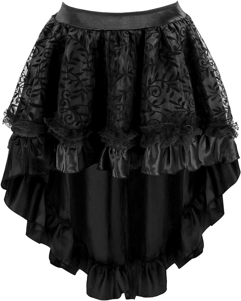 Charmian Women's Steampunk Retro Gothic Vintage Satin High Low Skirt with Zipper | Amazon (US)