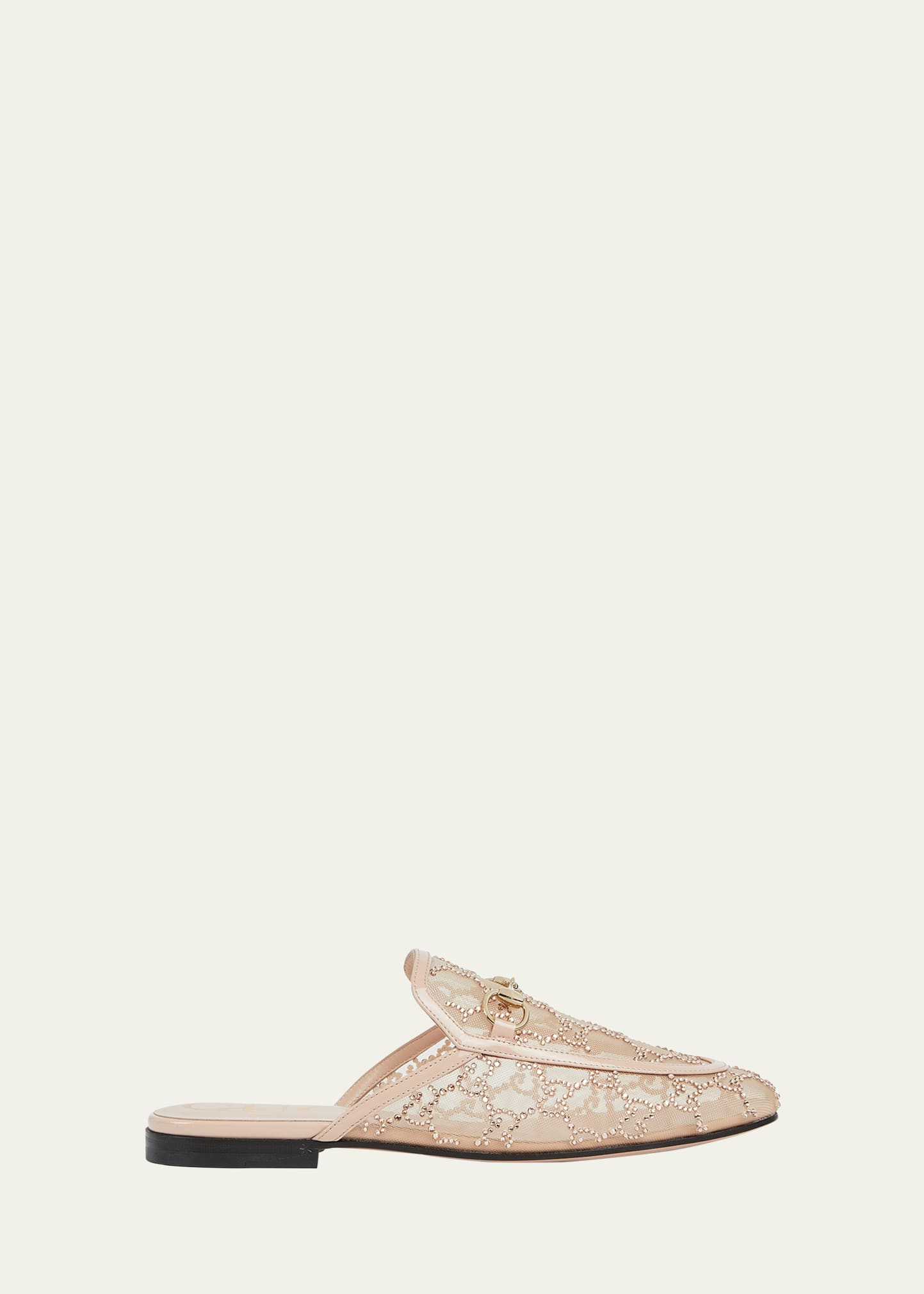 Gucci Princetown Crystal GG Mesh Mules | Bergdorf Goodman