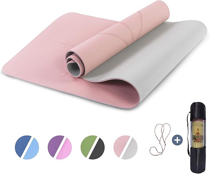 Yoga Mat Non Slip, Pilates Fitness Mats with Alignment Marks, Eco Friendly, Anti-Tear Yoga Mats f... | Amazon (US)