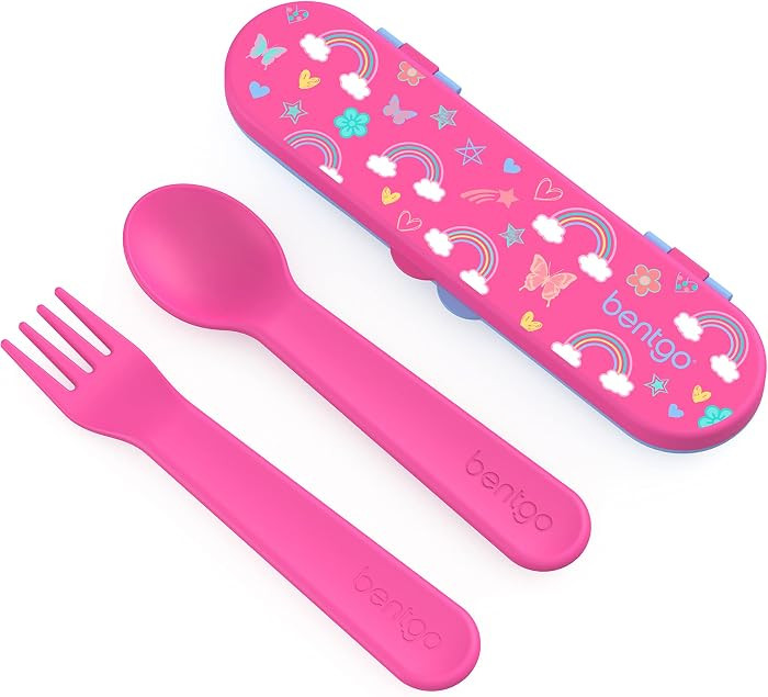 Bentgo\u00ae Kids Plastic Utensil Set - Reusable Fork, Spoon & Storage Case, PFAS- & BPA-Free, Ea... | Amazon (US)
