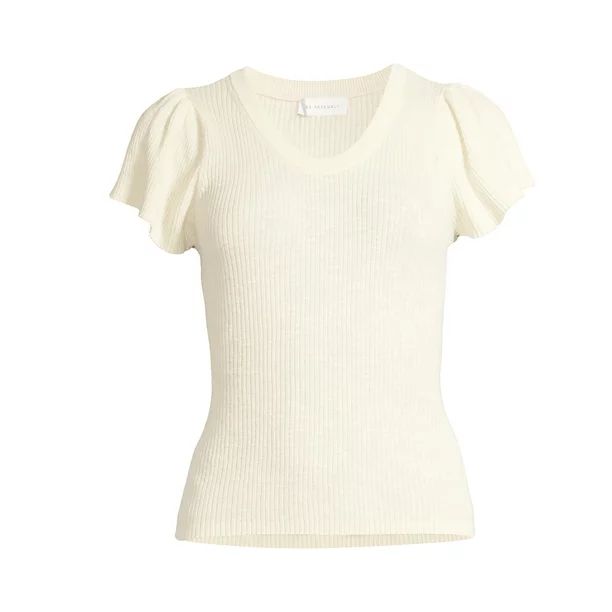 Free Assembly Women’s Flutter Sleeve Ribbed Sweater T-Shirt | Walmart (US)