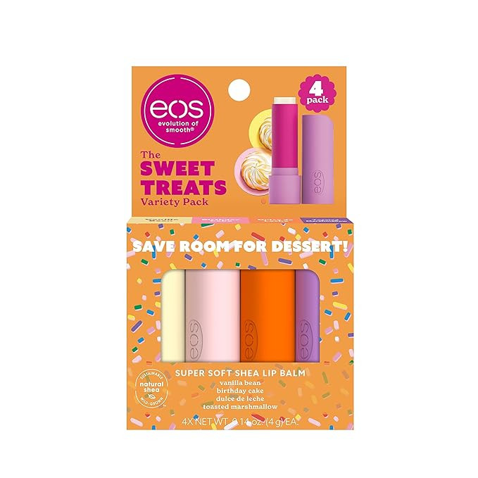 eos Super Soft Shea Lip Balm Sticks - Sweet Treats Variety Pack | Lip Moisturizer | 4 Lip Balms, ... | Amazon (US)