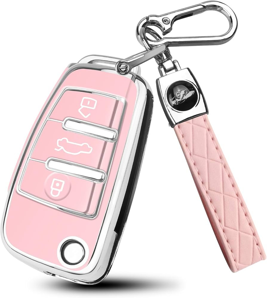 MILD EAST for Audi q3 Key Fob Cover 3 Button with Keychain(Silver/Pink) | Amazon (US)