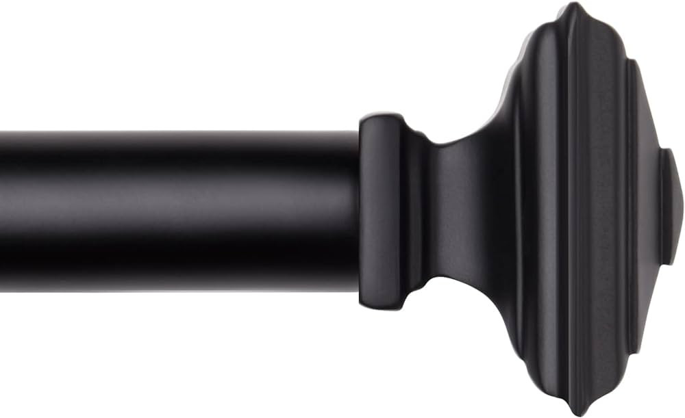 Black Curtain Rod-EUPLAR 1 Inch Long Curtain Rod with Decorative Square Finials, 72-144 Inch Adju... | Amazon (US)