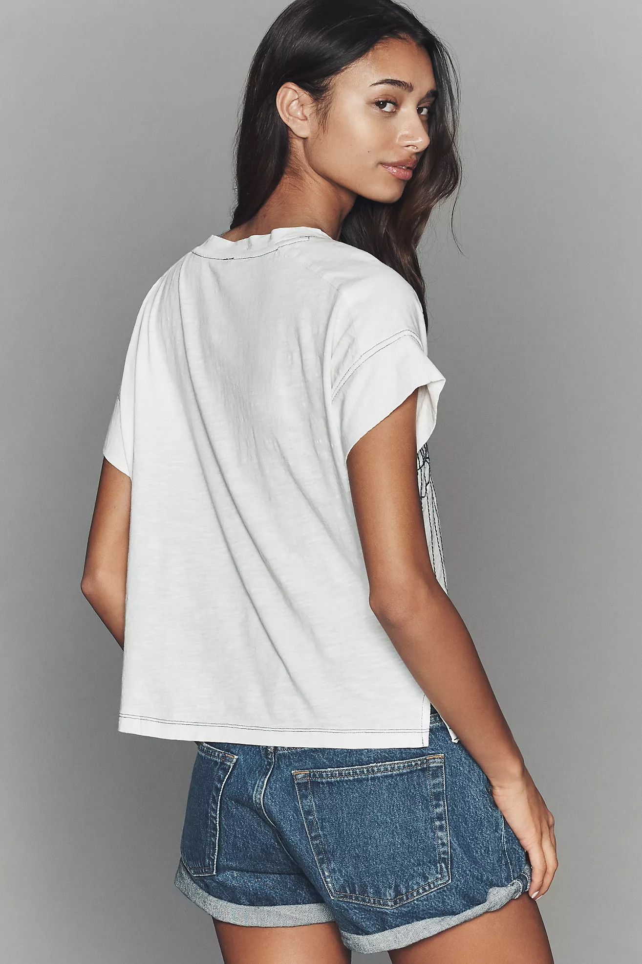 By Anthropologie 100% Cotton Stitched Tee | Anthropologie (US)