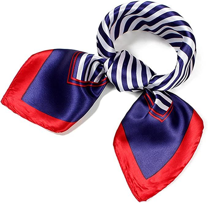 QBSM Womens 23.6 inch Satin Silk Feeling Formal Square Neck Scarf Head Hair Wraps | Amazon (US)