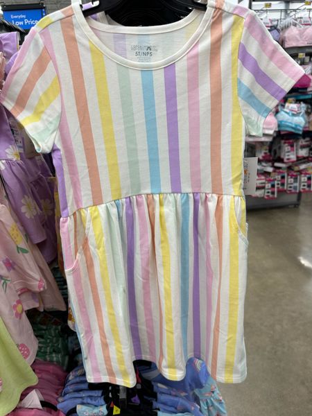 Perfect play dress! Walmart toddler girl spring dresses - my fave picks. All $5 or $10. Cute colors & designs! I grabbed multiples for my girls! 

#farmgirlmom #toddlergirl #affordablekidfashion #walmartkids #walmartspring #walmartfashion 

#LTKkids #LTKSeasonal