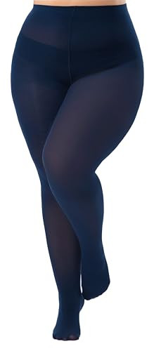 Viozocy Plus Size Tights for Women, Run-Resistant High Waist Oversize Pantyhose, Semi Opaque Nylon Tights 1X, 2X, 3X, 4X (1X, Navy Blue) | Amazon (US)