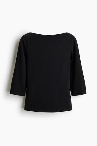 H & M - Fitted Boat-Neck Top - Black | H&M (US + CA)
