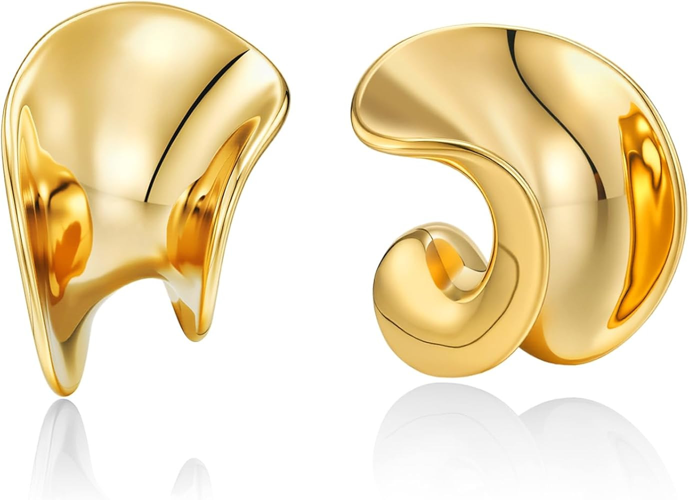 SNGIA18K Gold Plated Dangle Textured Ribbed Irregular Large Leaf Statement Earrings for Women by ... | Amazon (US)