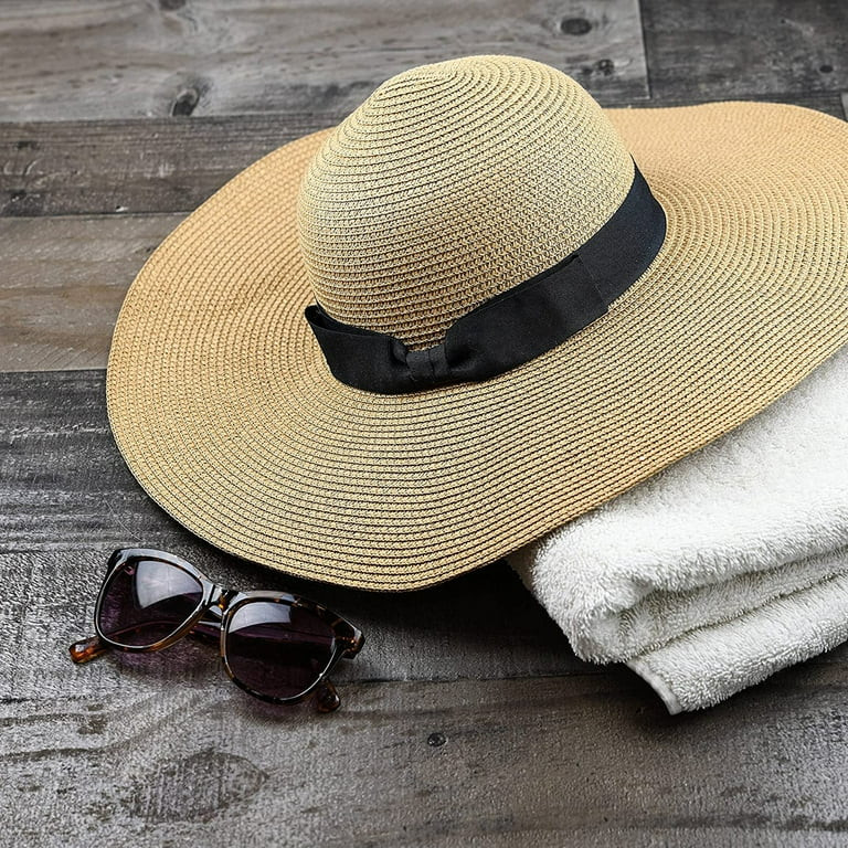 Debra Weitzner Foldable Roll Up Floppy UPF 50 Straw Sun Hats For Women, Medium Khaki | Walmart (US)