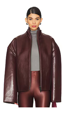 REMAIN Bonded Leather Jacket in Deep Mahogany from Revolve.com | Revolve Clothing (Global)