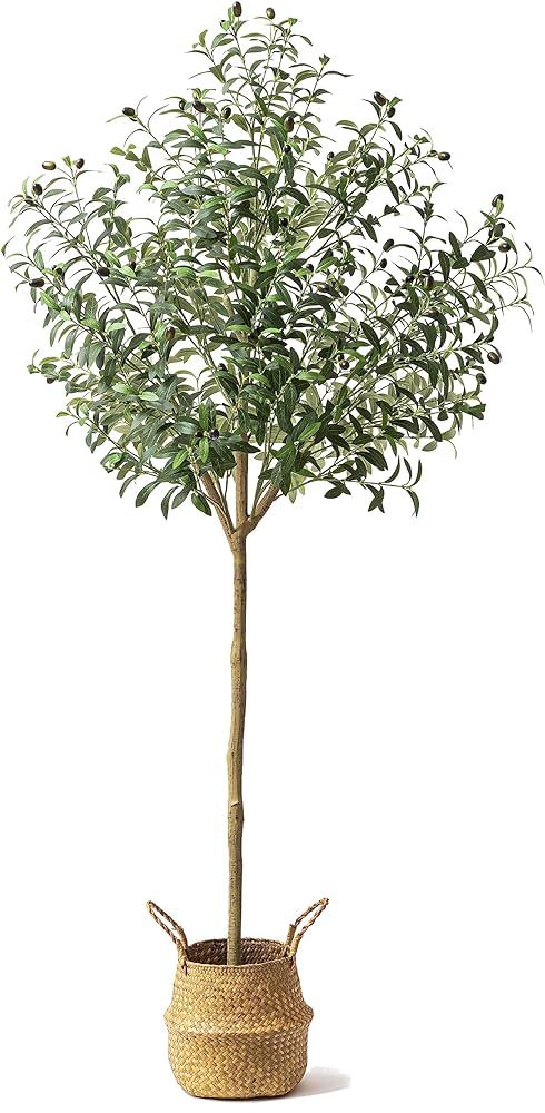 Jelofly Artificial Olive Tree 6FT Tall Faux Olive Slik Tree with Woven Basket for Home Office Dec... | Amazon (US)