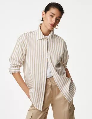 Pure Cotton Striped Collared Shirt | Marks and Spencer US