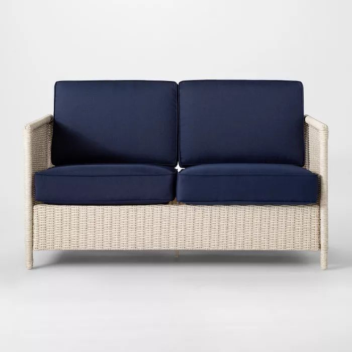 Monroe Wicker Motion Patio Loveseat Navy - Threshold™ | Target